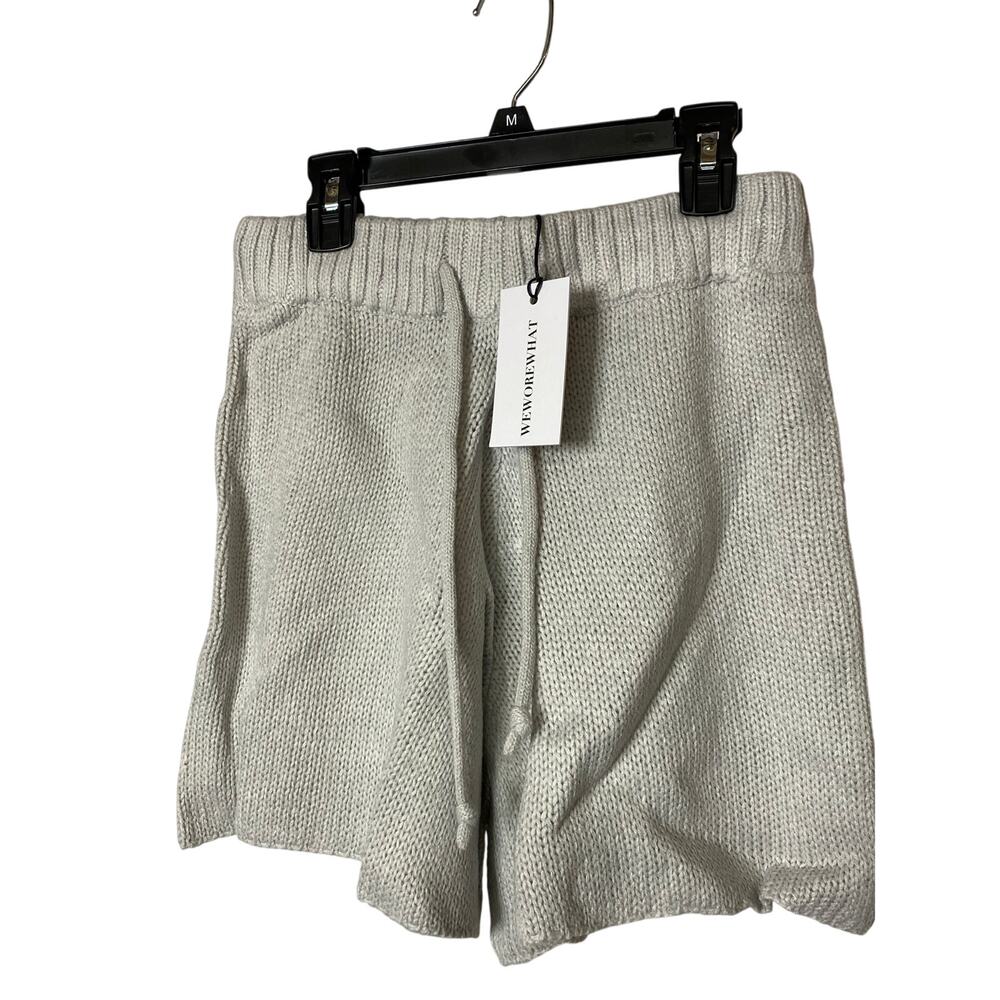 We Wore What Womens XS Pull On Sweater Shorts Light Gray Cozy Chunky Knit New